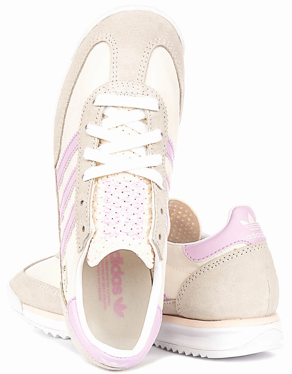 Adidas Sl 72 RS J In White Purple For Youth Cushioned Tongue Pad Design Technology