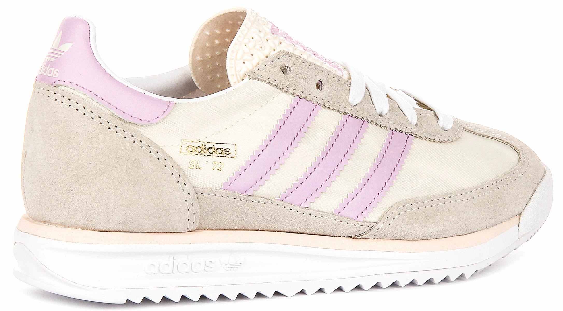 Adidas Sl 72 RS J In White Purple For Youth Cushioned Tongue Pad Design Technology
