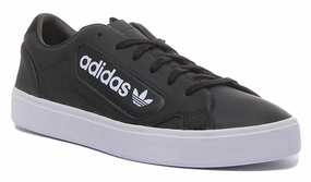 Adidas Sleek Leather Trainers In Black White For Women hilly running shoes