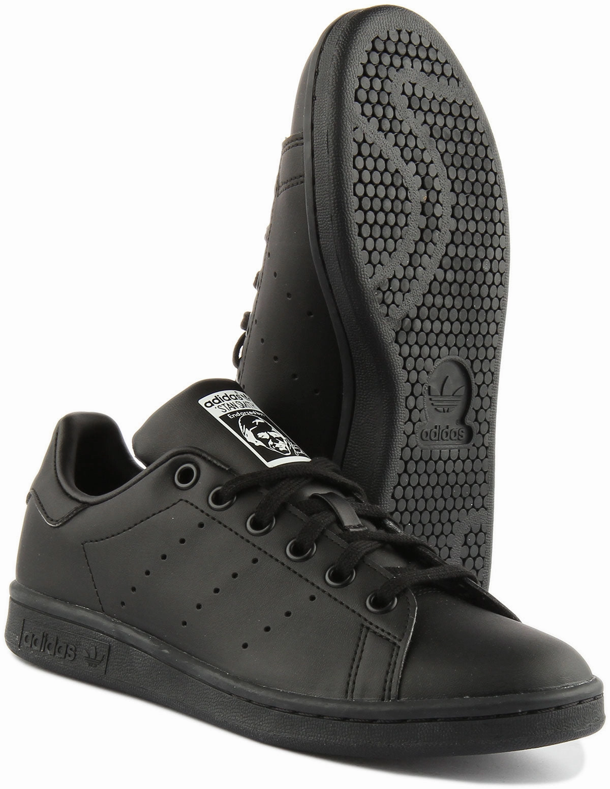 Adidas Stan Smith J In Black For Youth Breathability Advantage