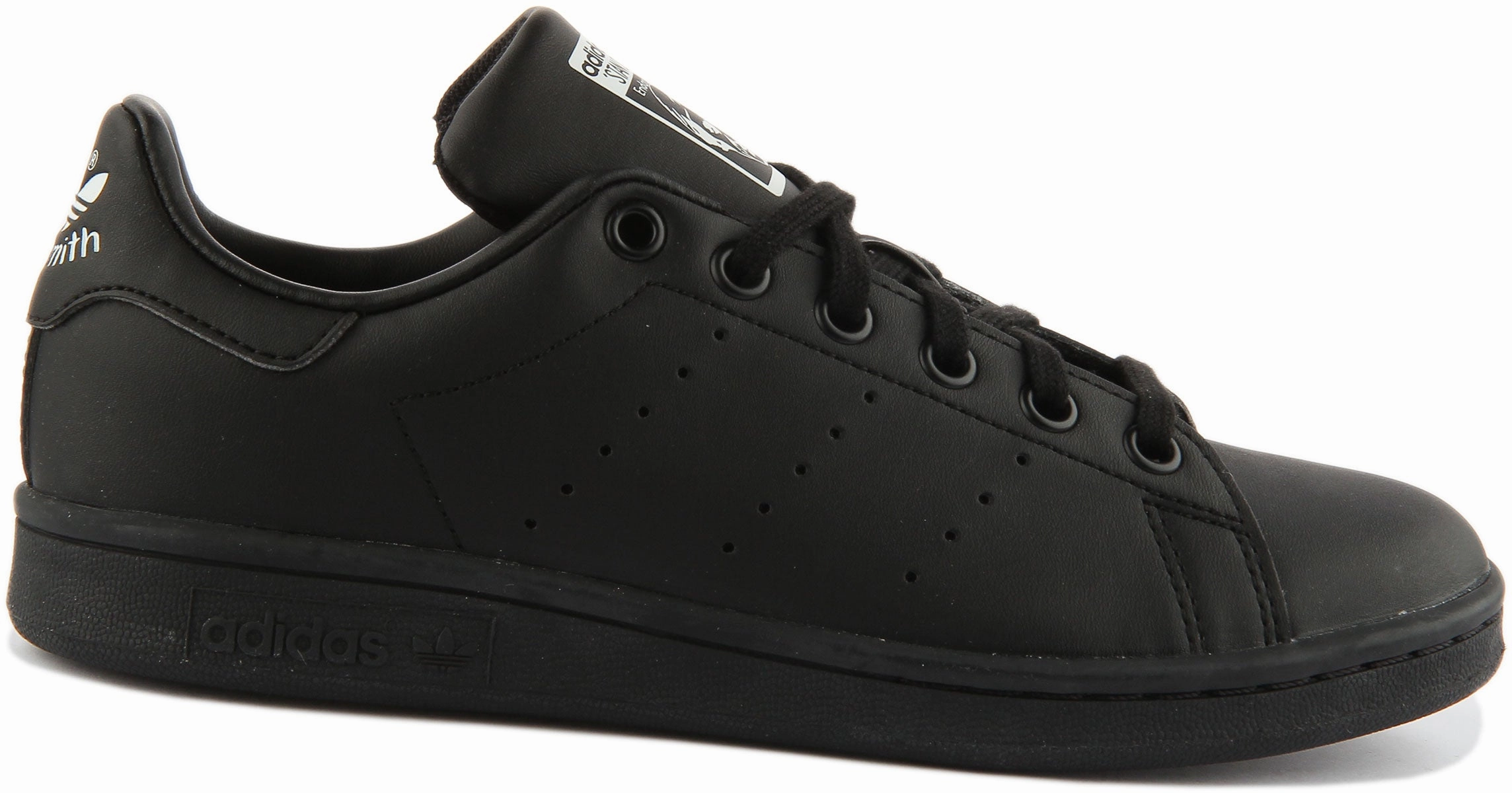 Adidas Stan Smith J In Black For Youth Breathability Advantage