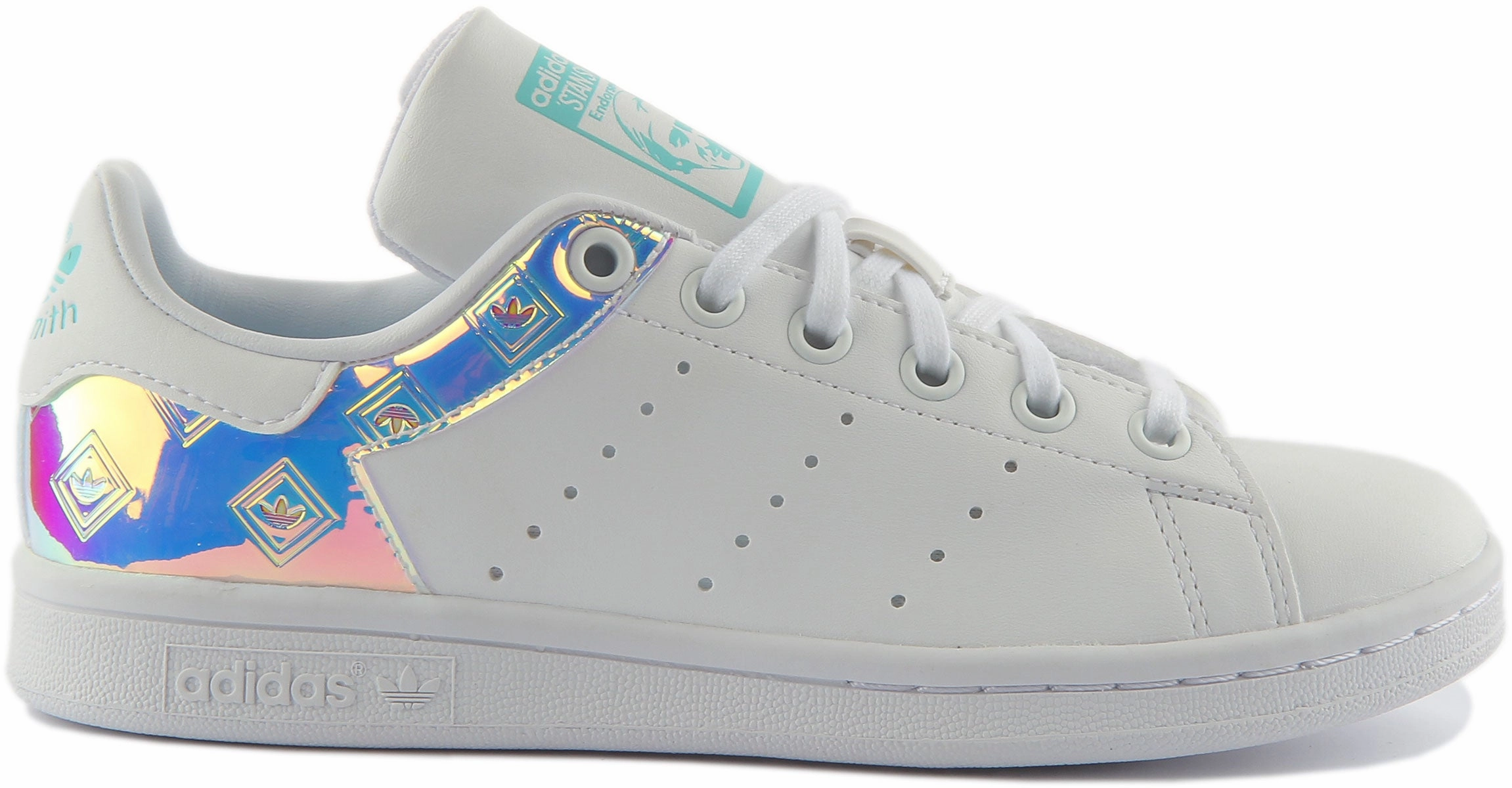 Adidas Stan Smith J In White Multi For Youth Energy - Restoring