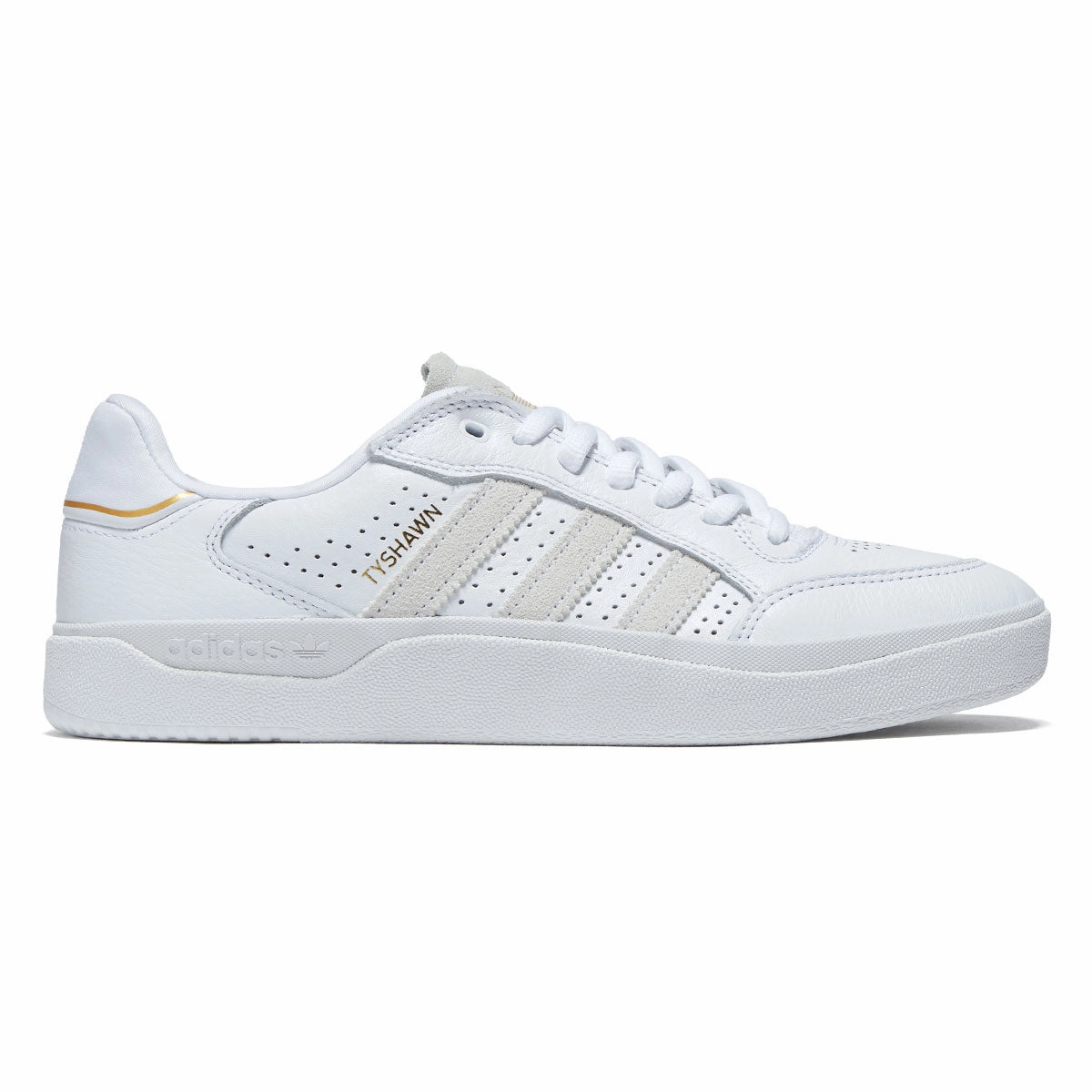 Adidas Tyshawn Low Shoes - Ftwr White/Ftwr White/Gold Metallic Active Action