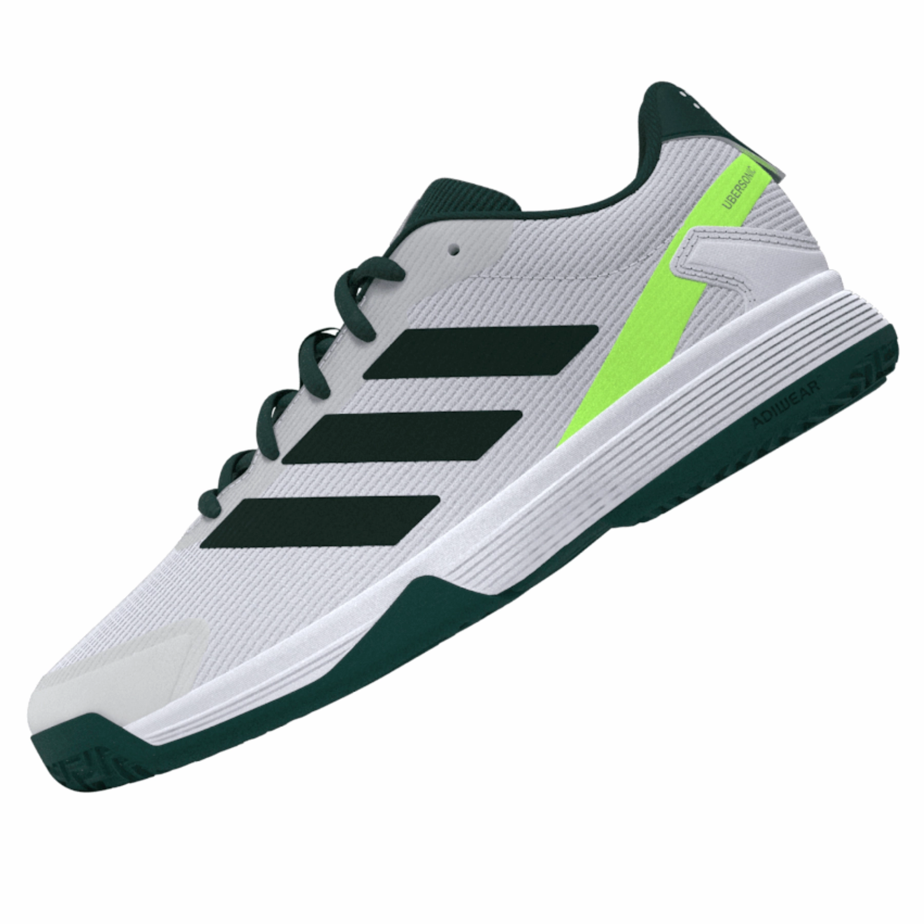 Adidas Ubersonic Junior Tennis Shoes - Pure Teal/Silver Metallic/ Lucid Lemon