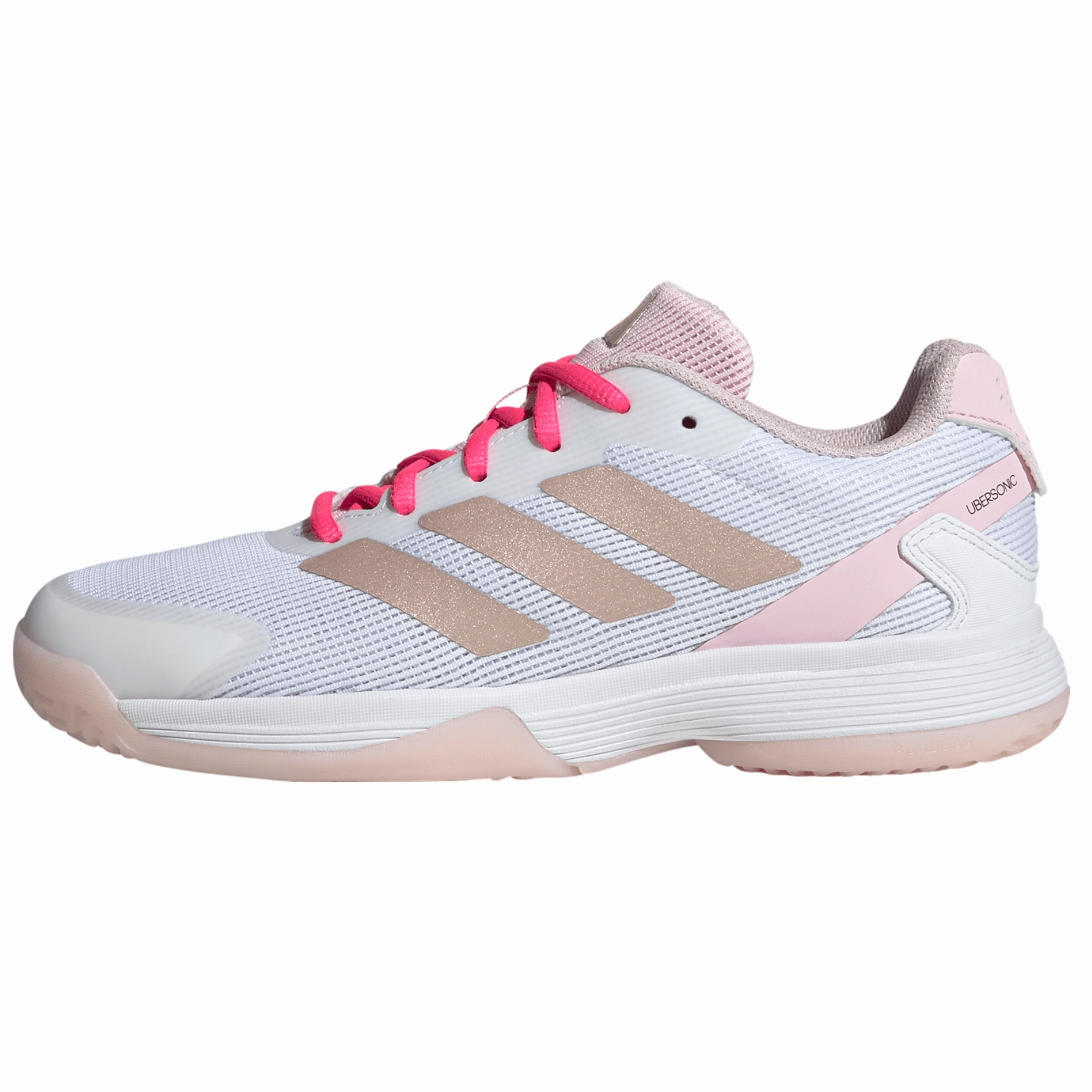 Adidas Ubersonic Tennis Shoes Kids - Off White / Silver Metallic / Powder Plum Controlled Motion