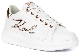 Karl Lagerfeld Kapri Signature Logo In White For Women Internal shank supports efficient foot propulsion Fitness Footing