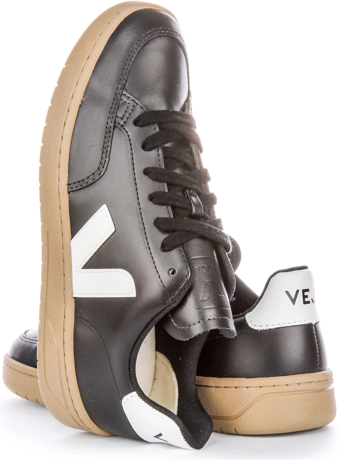 Air Comfort Veja V 12 Leather In Black White For Men