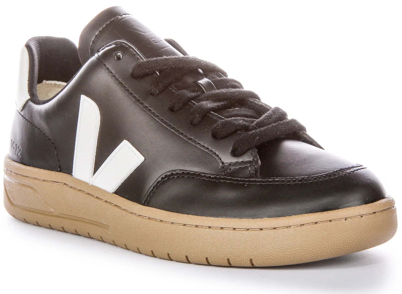 Veja V 12 Leather In Black White For Men Cushioned