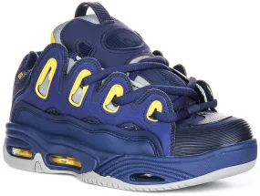 Osiris D3 2001 In Blue Yellow For Men Toe box allows natural toe spread without compression