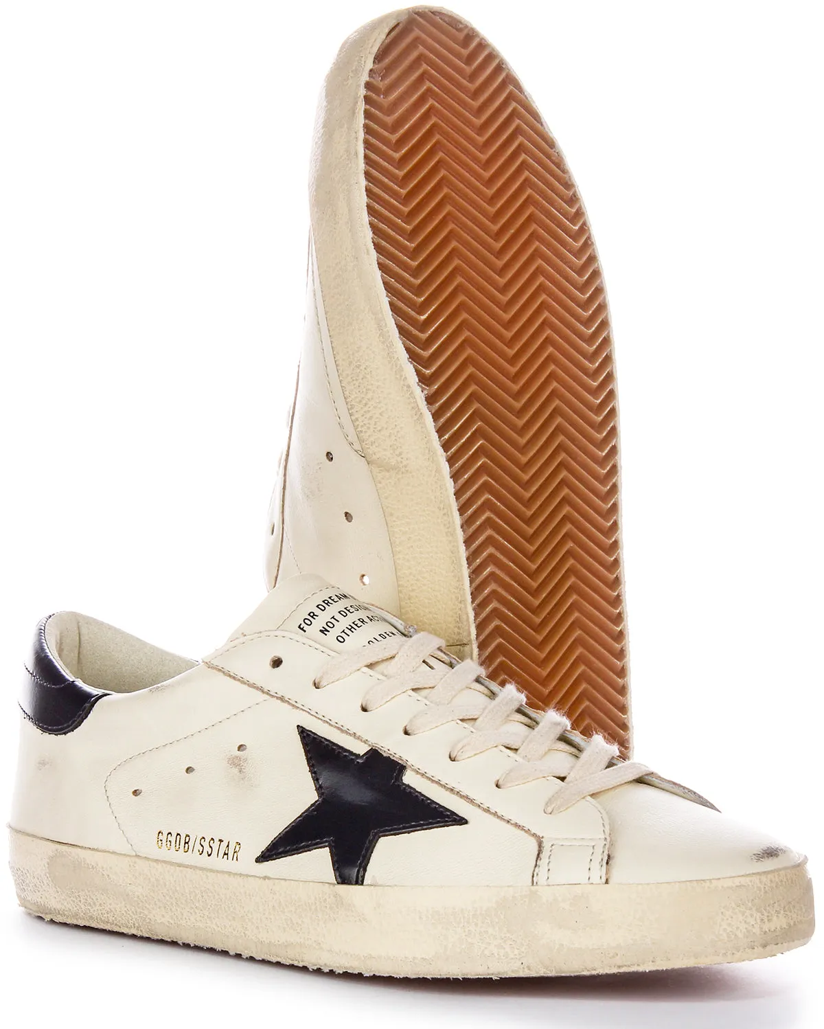 Air Tunnel Golden Goose Super Star In Washed White Black For Men