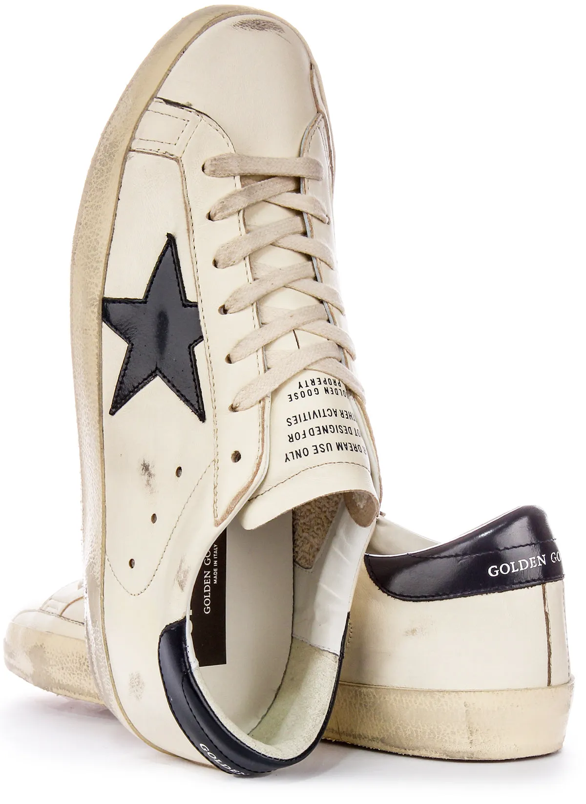 Air Tunnel Golden Goose Super Star In Washed White Black For Men