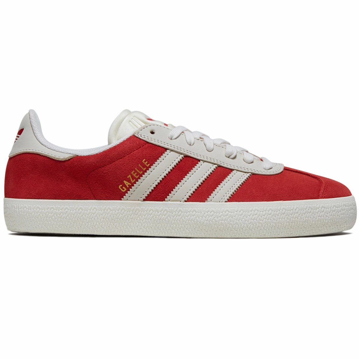 Adidas Gazelle Adv Shoes - Better Scarlet/Core White/Gold Metallic Side Support