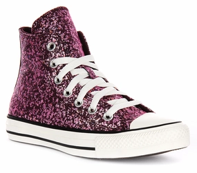Converse Chuck Taylor A11137C In Magenta Glitter Effect Sprint Step Cloud Soft