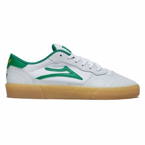 Lakai Cambridge Shoes - White/Green Leather Pro Skate Flexible Wear
