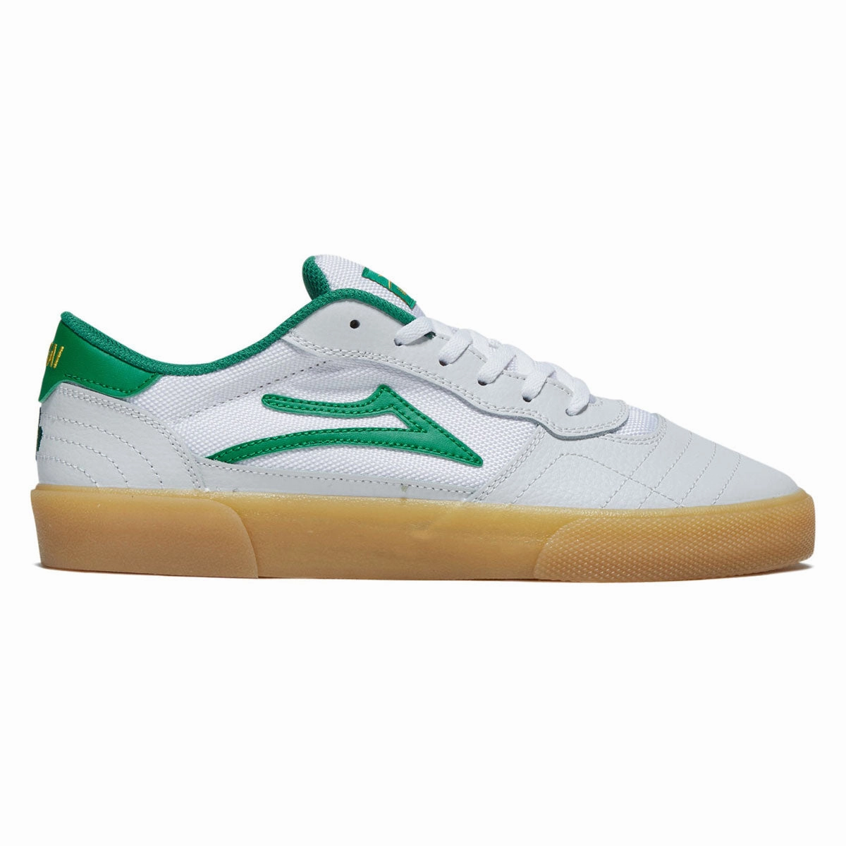 Lakai Cambridge Shoes - White/Green Leather Pro Skate Flexible Wear