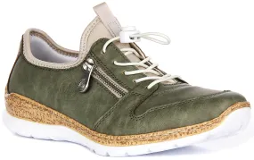 Rieker N42G0-52 In Green For Women Cushioned Comfort Created to provide flexibility during training routines