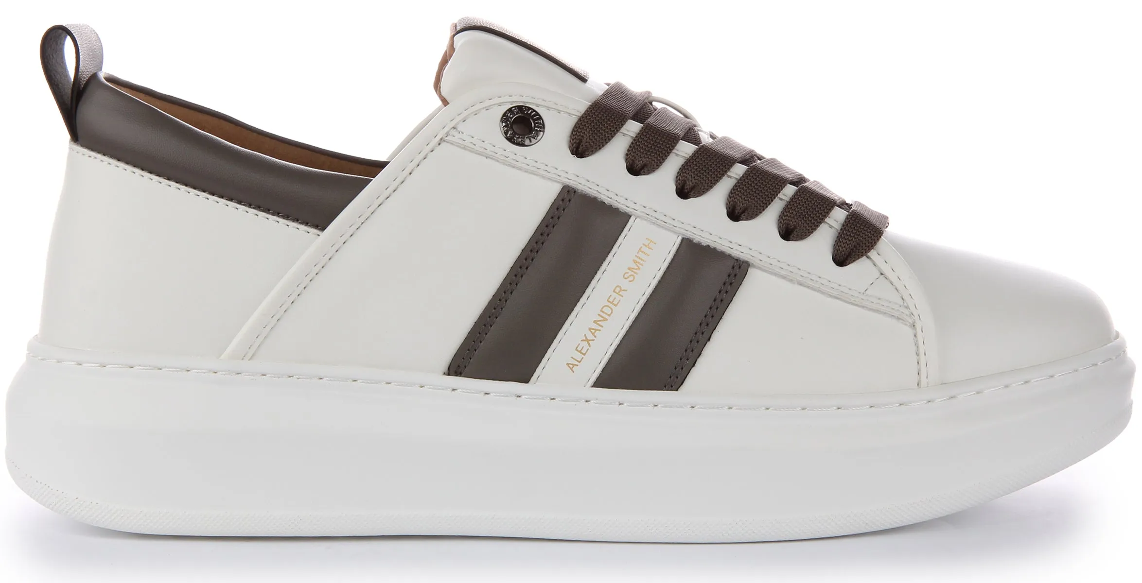 Alexander Smith Trainers In White Grey For Men Cushioned Grip