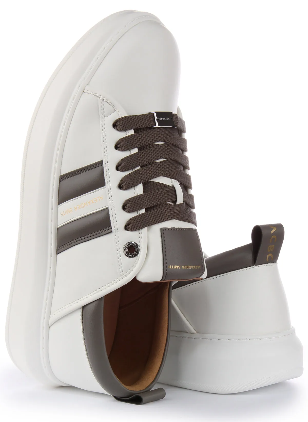 Alexander Smith Trainers In White Grey For Men Cushioned Grip