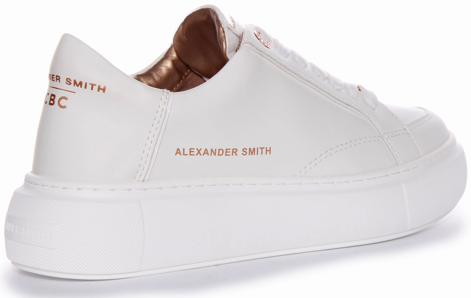 Alexander Smith Platform Trainer In White Bronze For Women Everyday Ready
