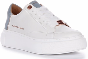 Steady Hike Night Pace Alexander Smith Platform Trainers In White Blue For Women