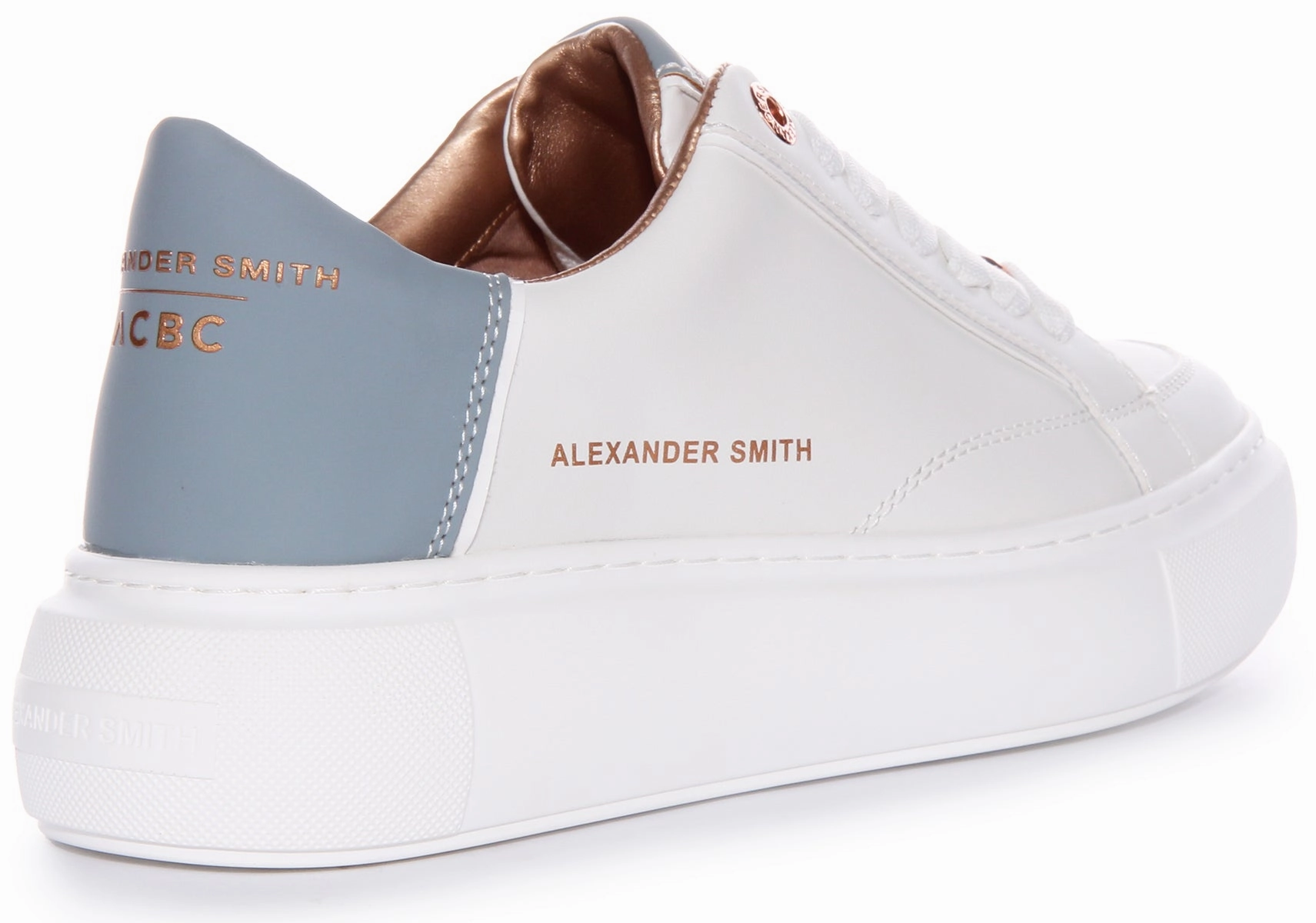 Alexander Smith Platform Trainers In White Blue For Women Versatile Comfort