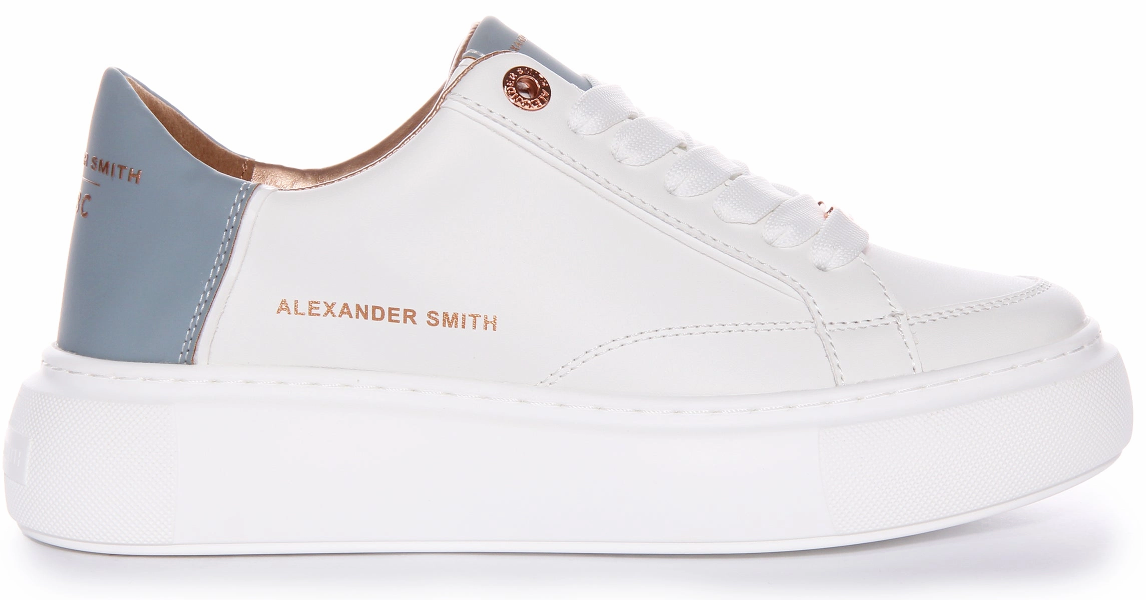 Alexander Smith Platform Trainers In White Blue For Women Versatile Comfort