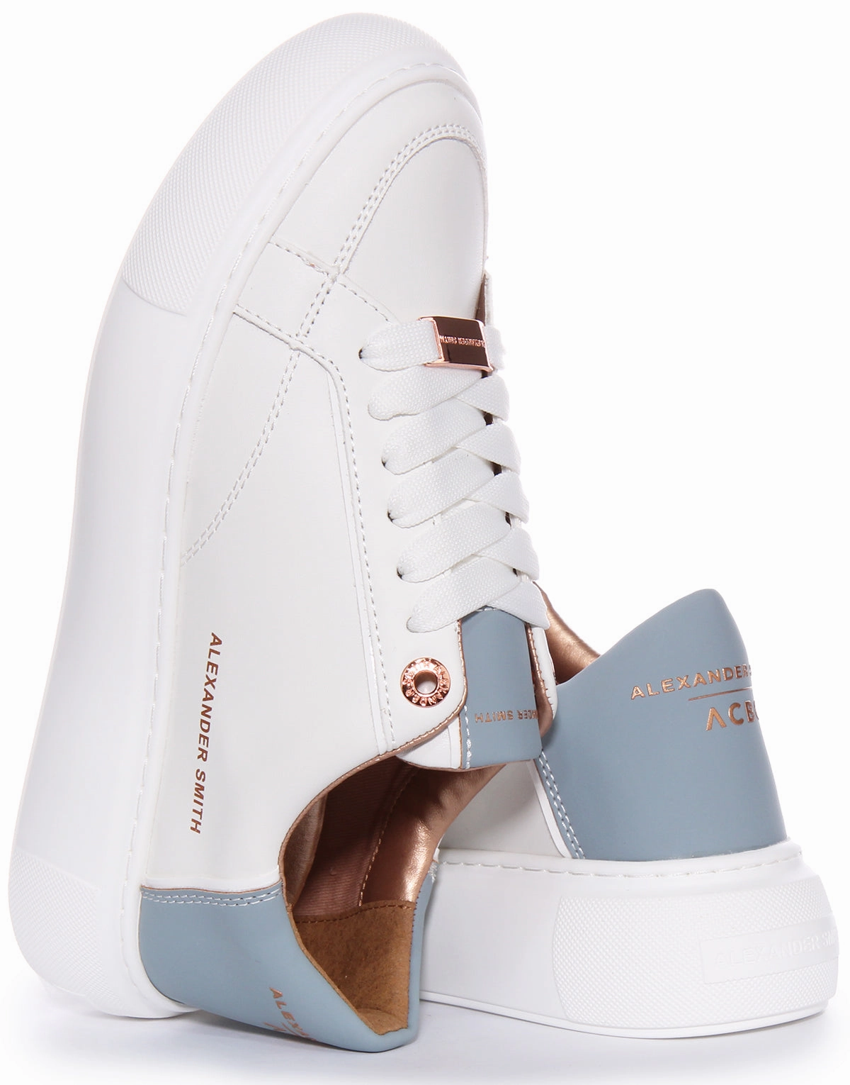 Alexander Smith Platform Trainers In White Blue For Women Versatile Comfort