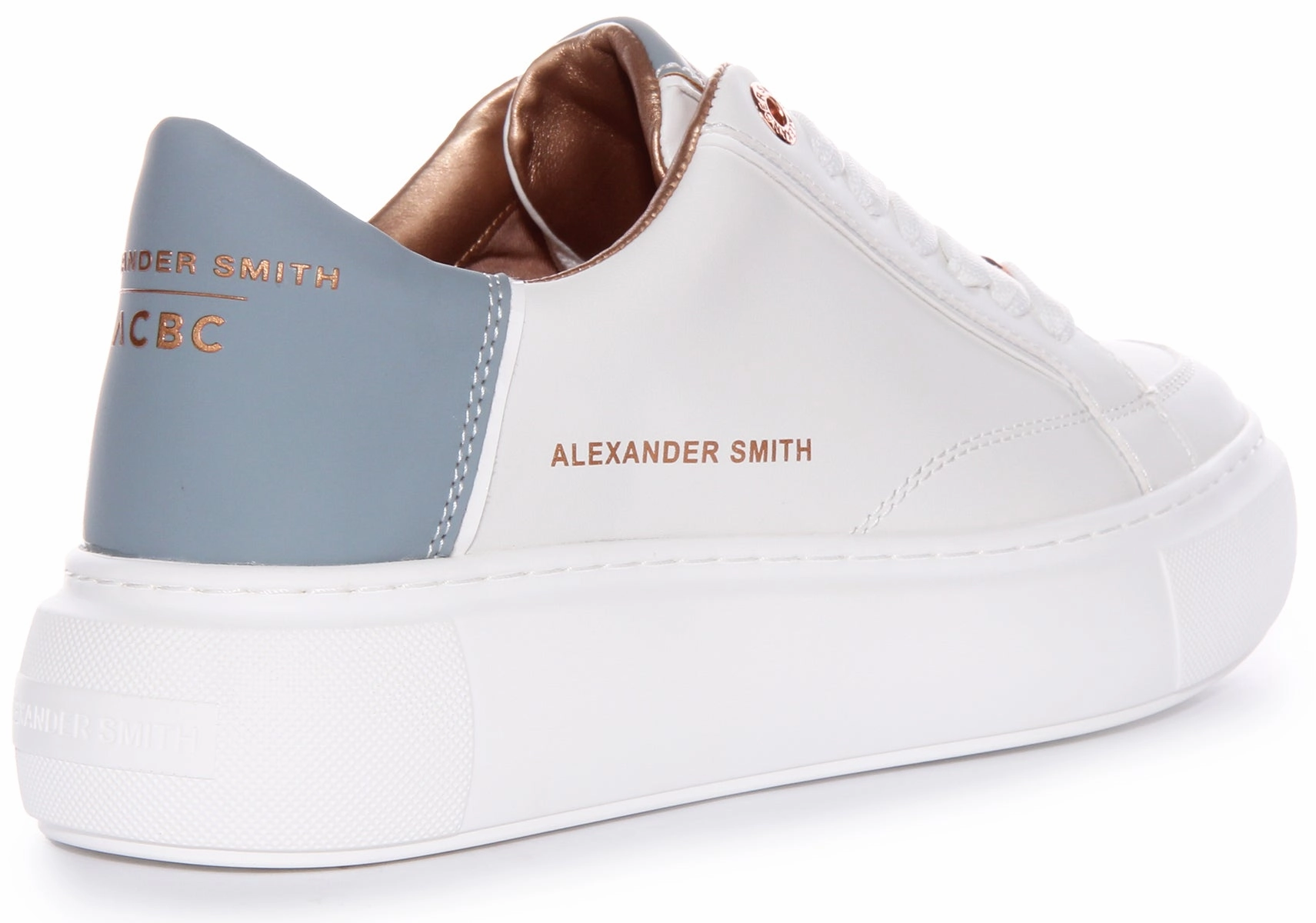 Alexander Smith Platform Trainers In White Blue For Women Versatile Comfort