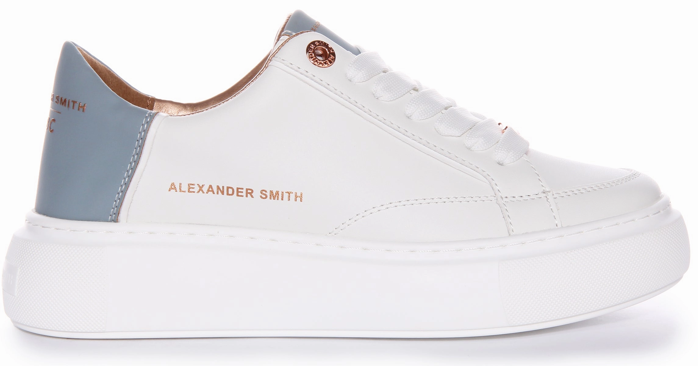 Alexander Smith Platform Trainers In White Blue For Women Versatile Comfort