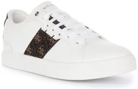 Guess Todi Trainers In White Brown For Men Reinforced Seams