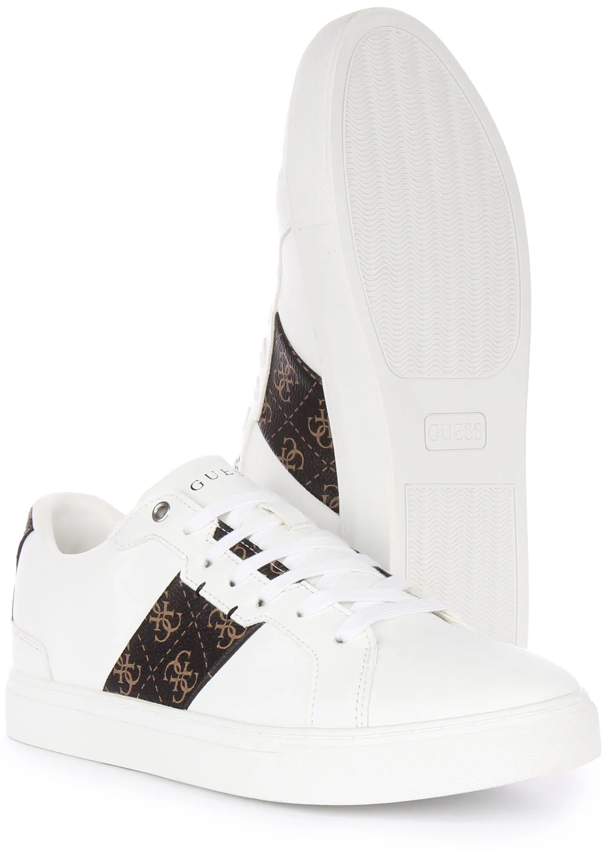 All Rounder Guess Todi Trainers In White Brown For Men