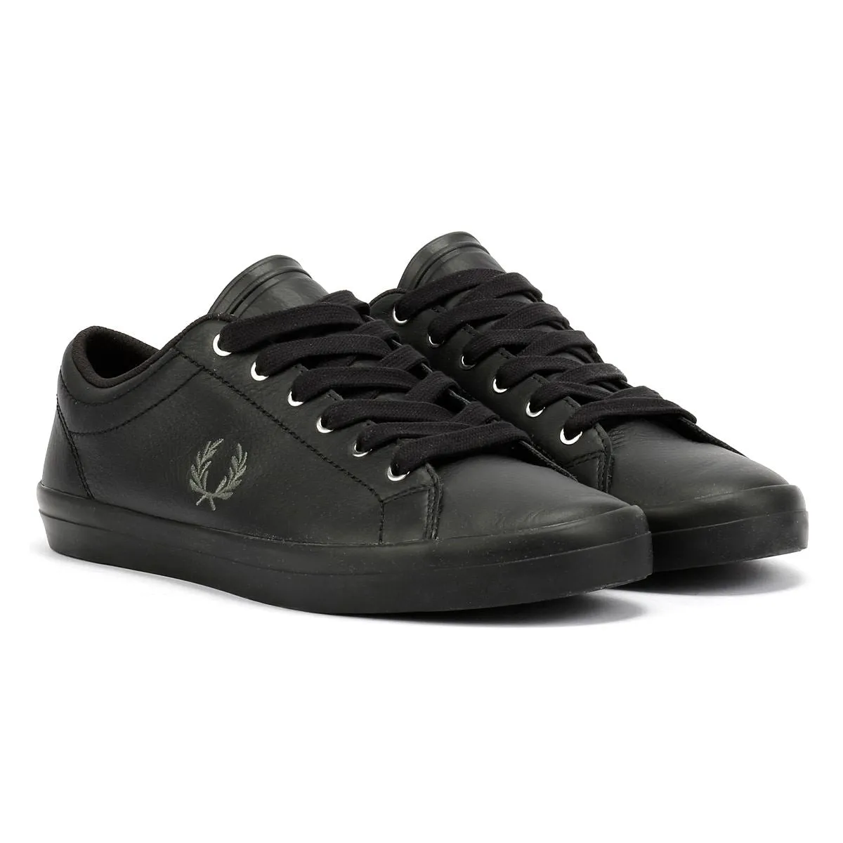 All Surface Grip Fred Perry Baseline Leather Men's Black/Laurel Green Trainers