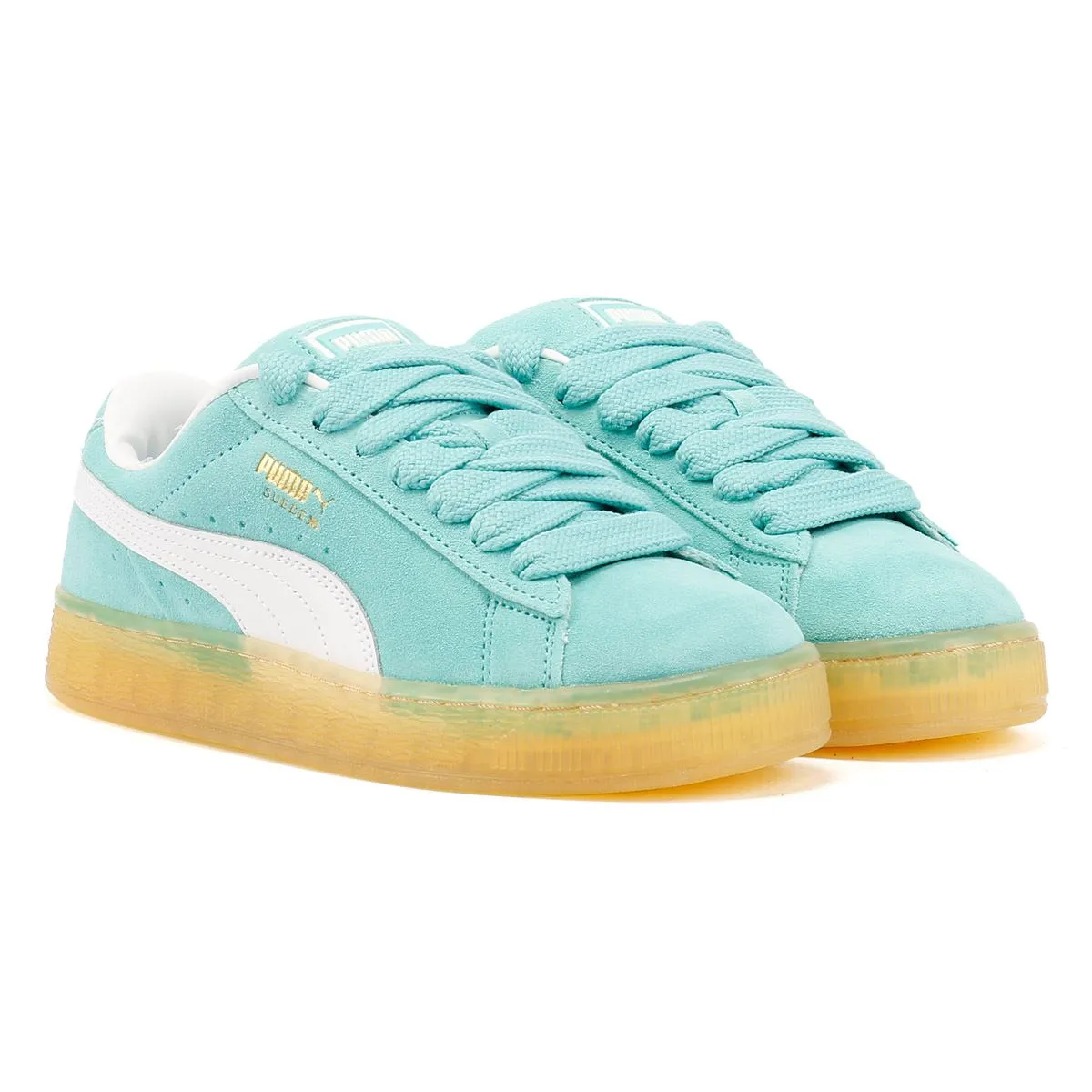 Designed to complement barefoot strength exercises Puma Suede XL Suede Aquatic/White Trainers
