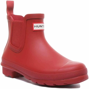 Hunter Original Womens Chelsea In Red For Women Forest Path All Fitness