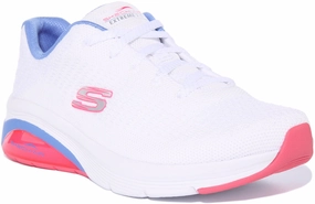 Heel counter minimizes wobble during lift-offs Skechers Classic Vibe In White Pink For Women