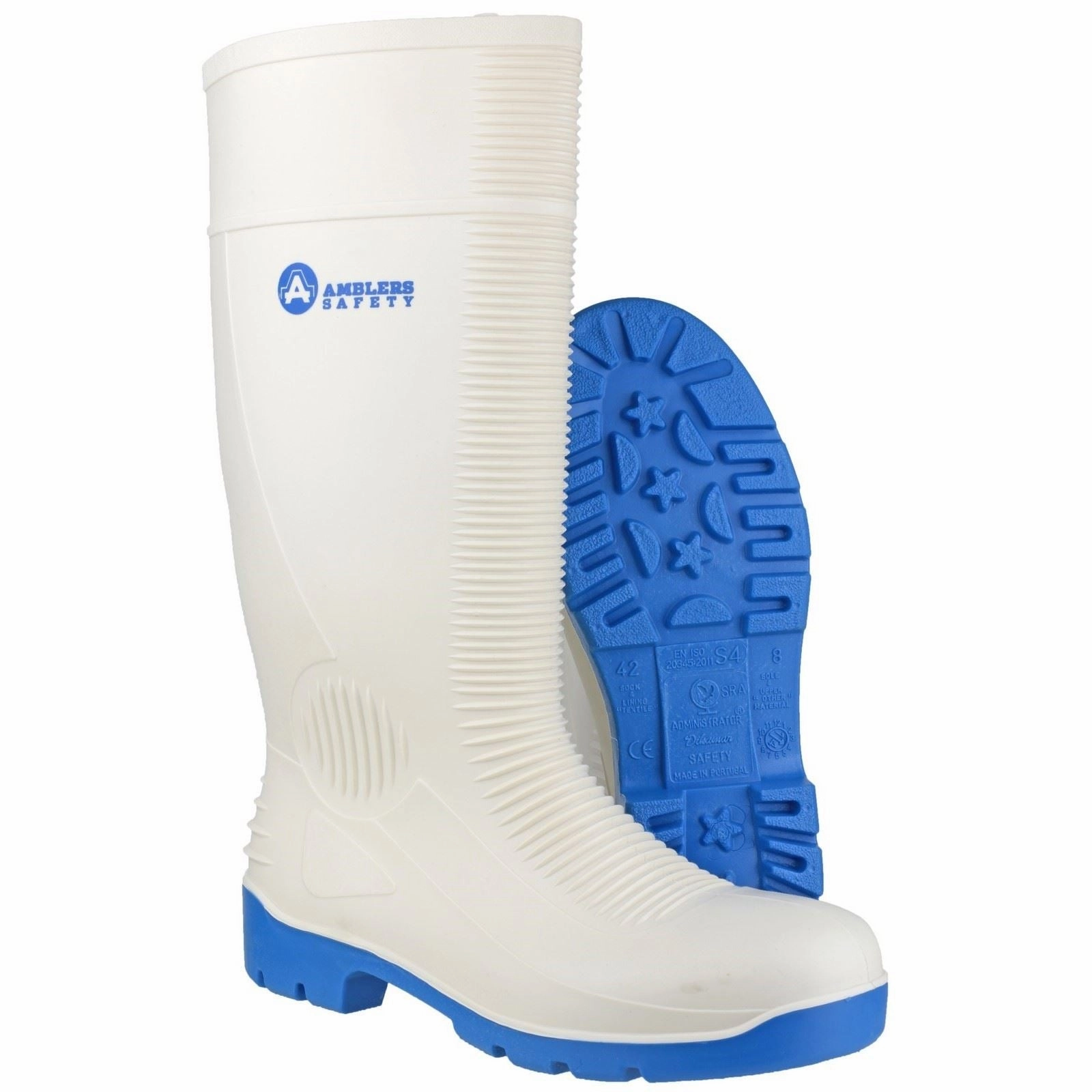 Amblers Safety FS98 PVC/Nitrile Rubber White Wellington Boots Rain Trek