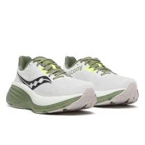 Saucony Hurricane 24 Men's White/Olive Trainers Integrated foam pod enhances lift support Trail Motion
