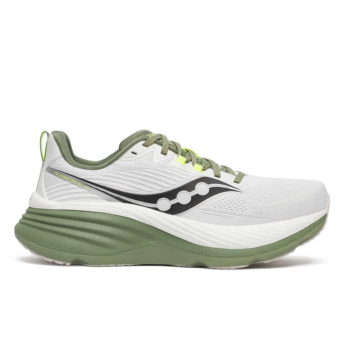 Anti-Slip Bottom Saucony Hurricane 24 Men's White/Olive Trainers