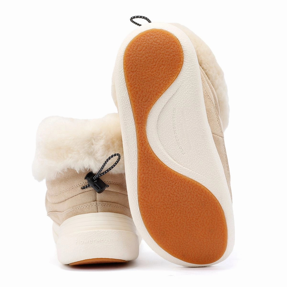 Anti Odor Flower Mountain Fami Mid Suede Women's Beige Boots