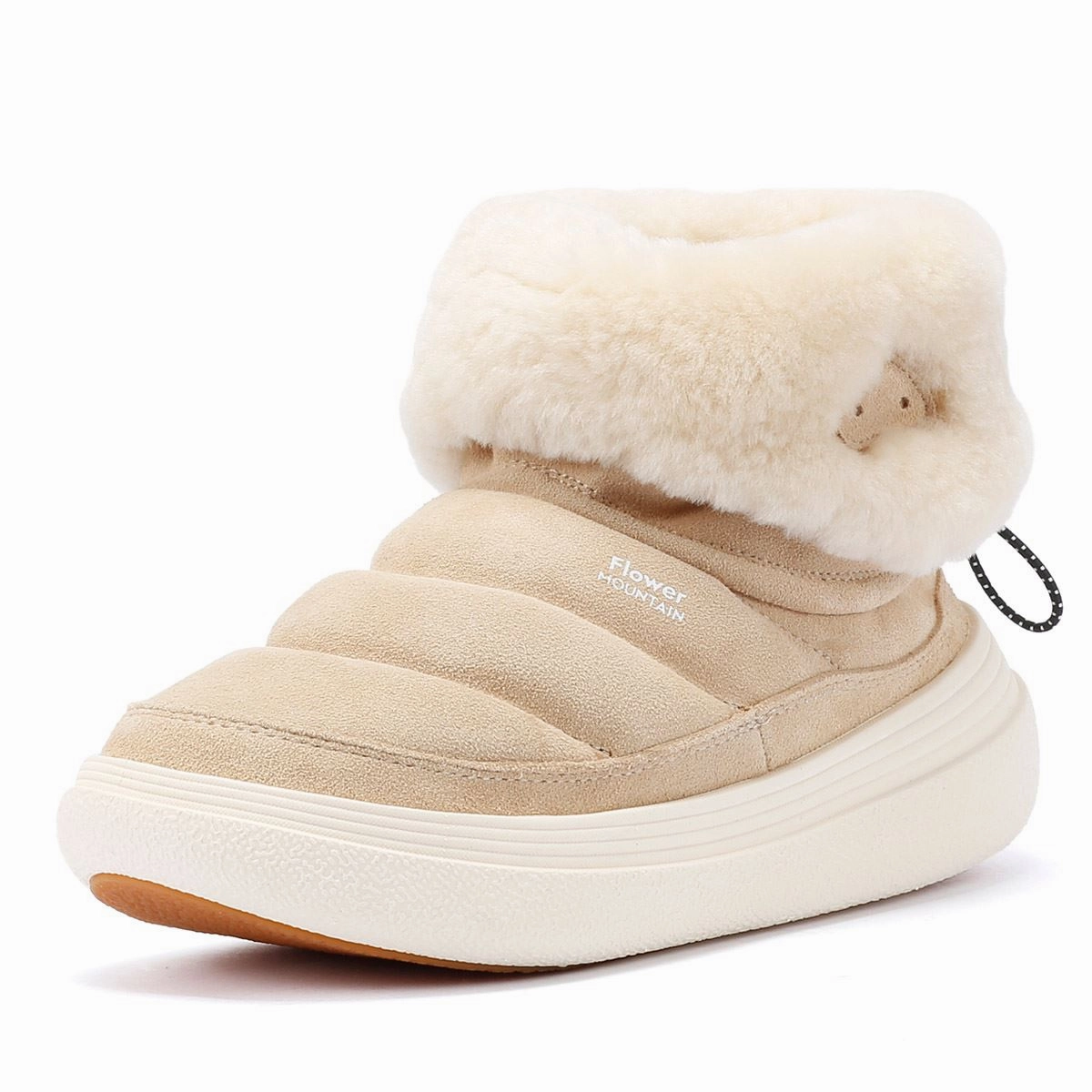 Anti Odor Flower Mountain Fami Mid Suede Women's Beige Boots