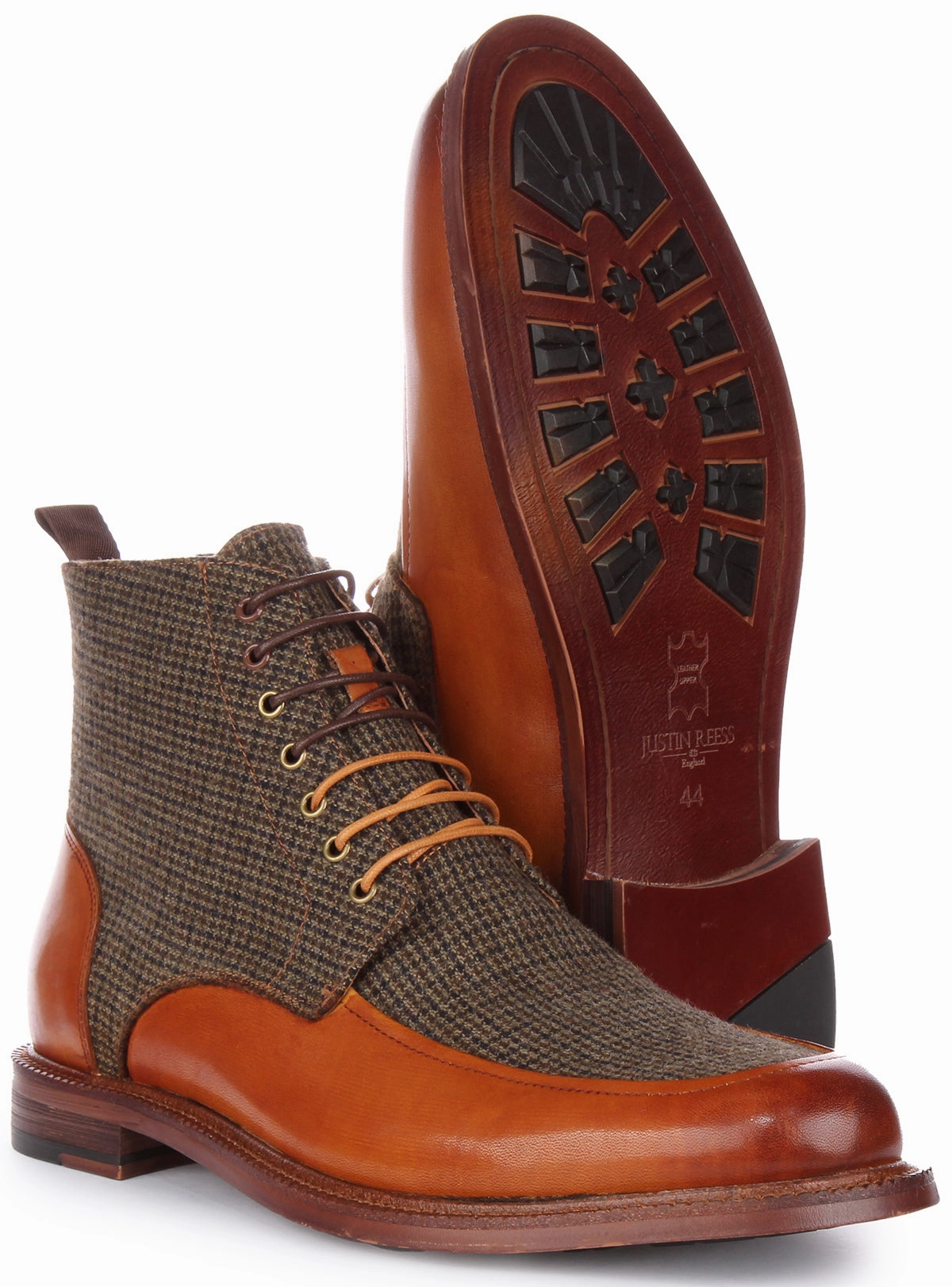 Anti-Slip Sole Justinreess England Austin In Brown Tweed For Men