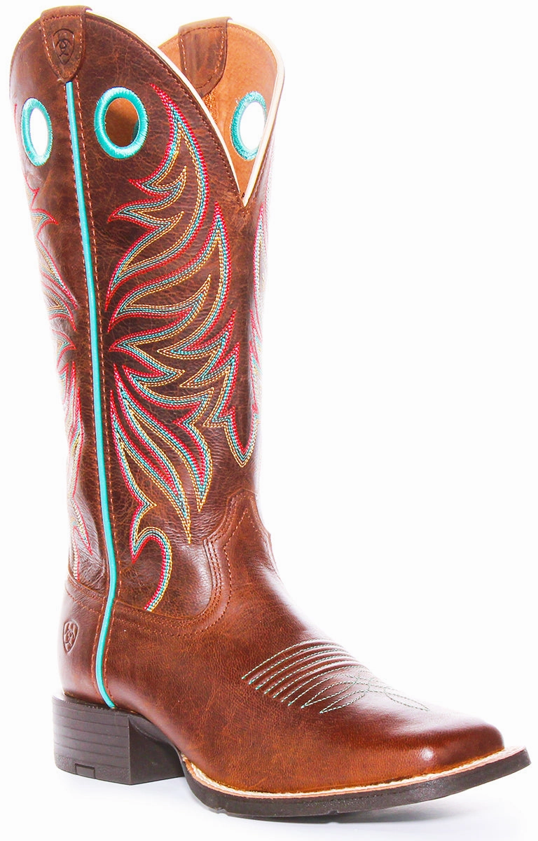 Ariat Round Up Ryder In Brown Blue For Women Smart Walk Light Layers