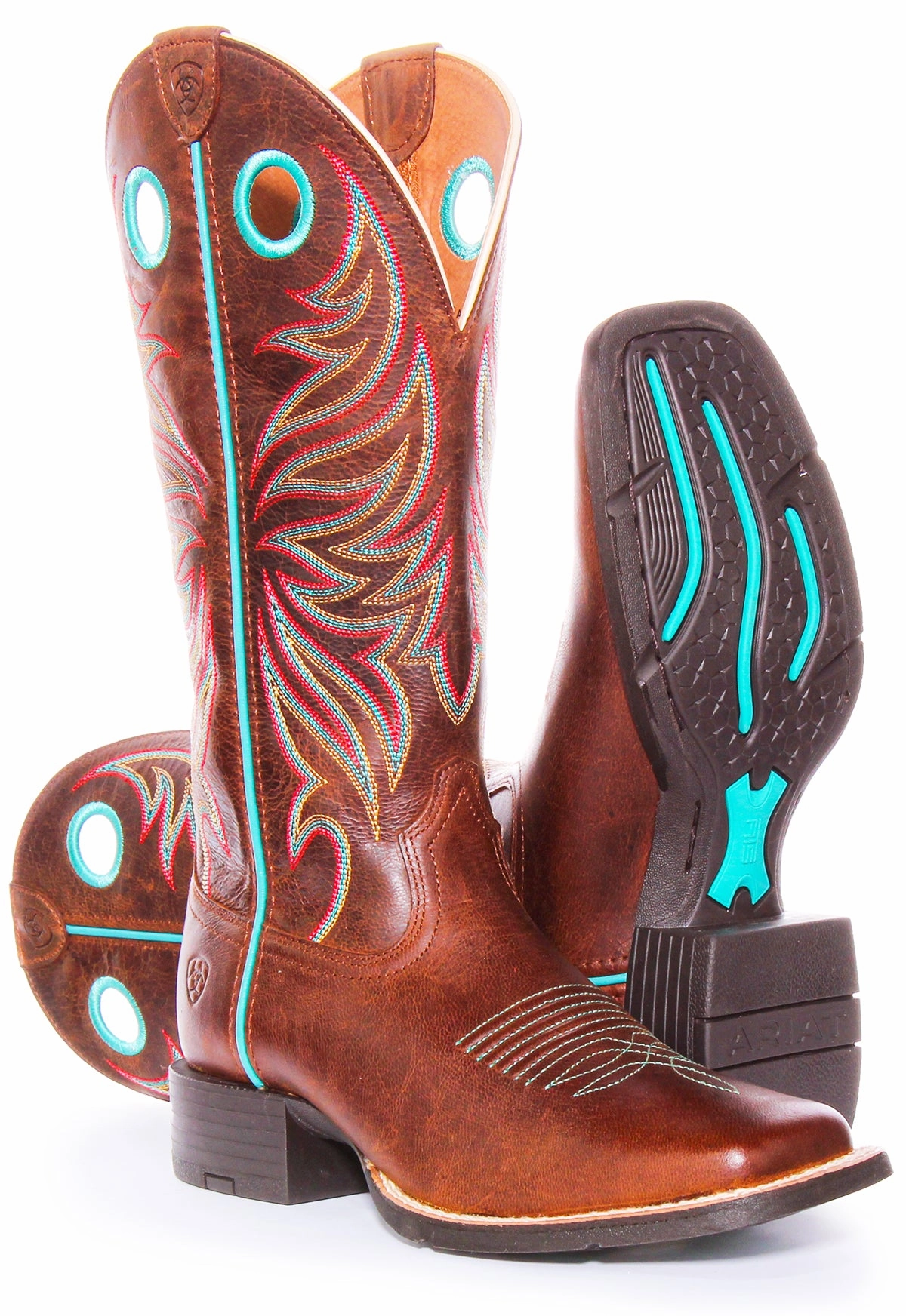 Ariat Round Up Ryder In Brown Blue For Women elegant heel