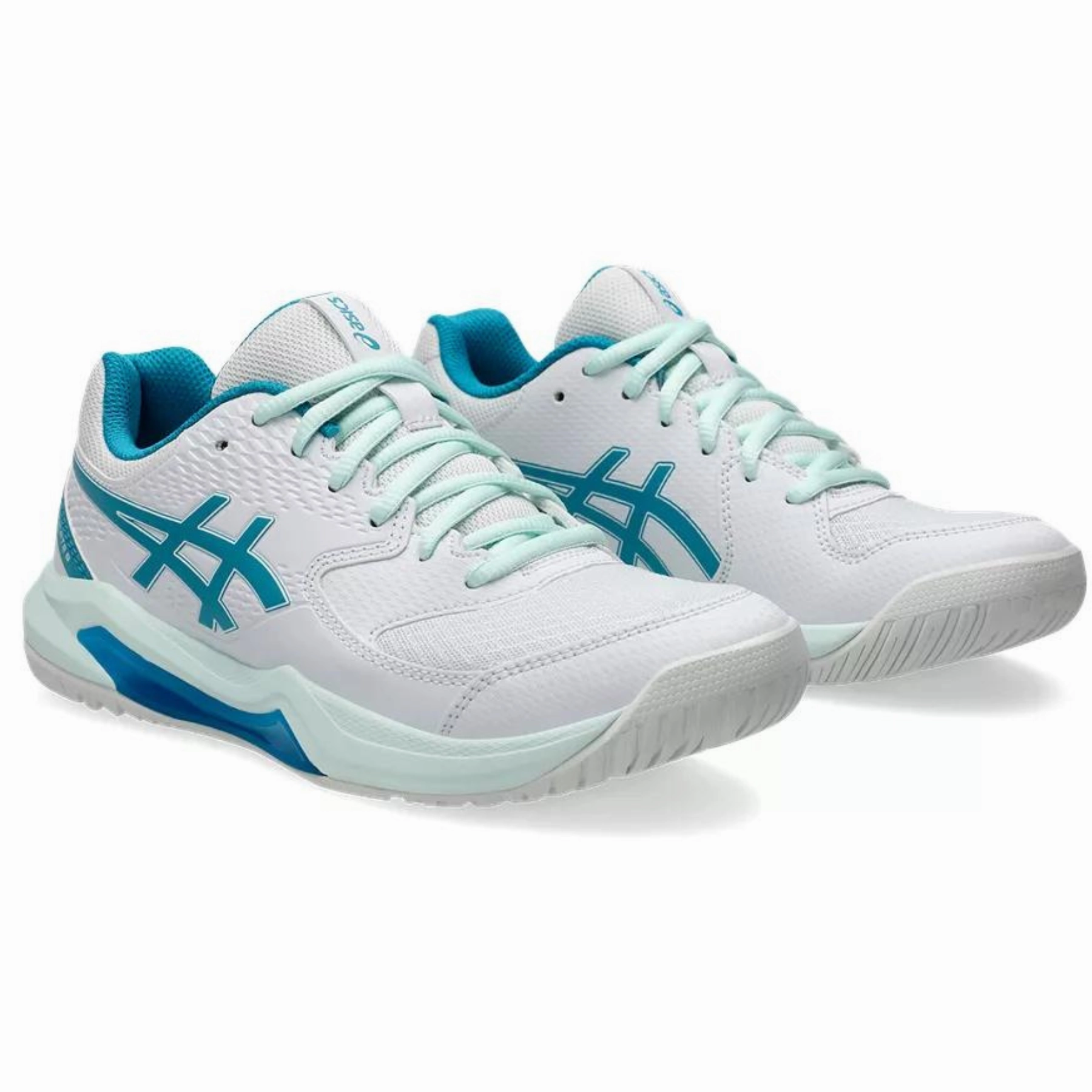Asics Gel Dedicate 8 Womens Tennis Shoes - White/Teal Blue All-weather chic