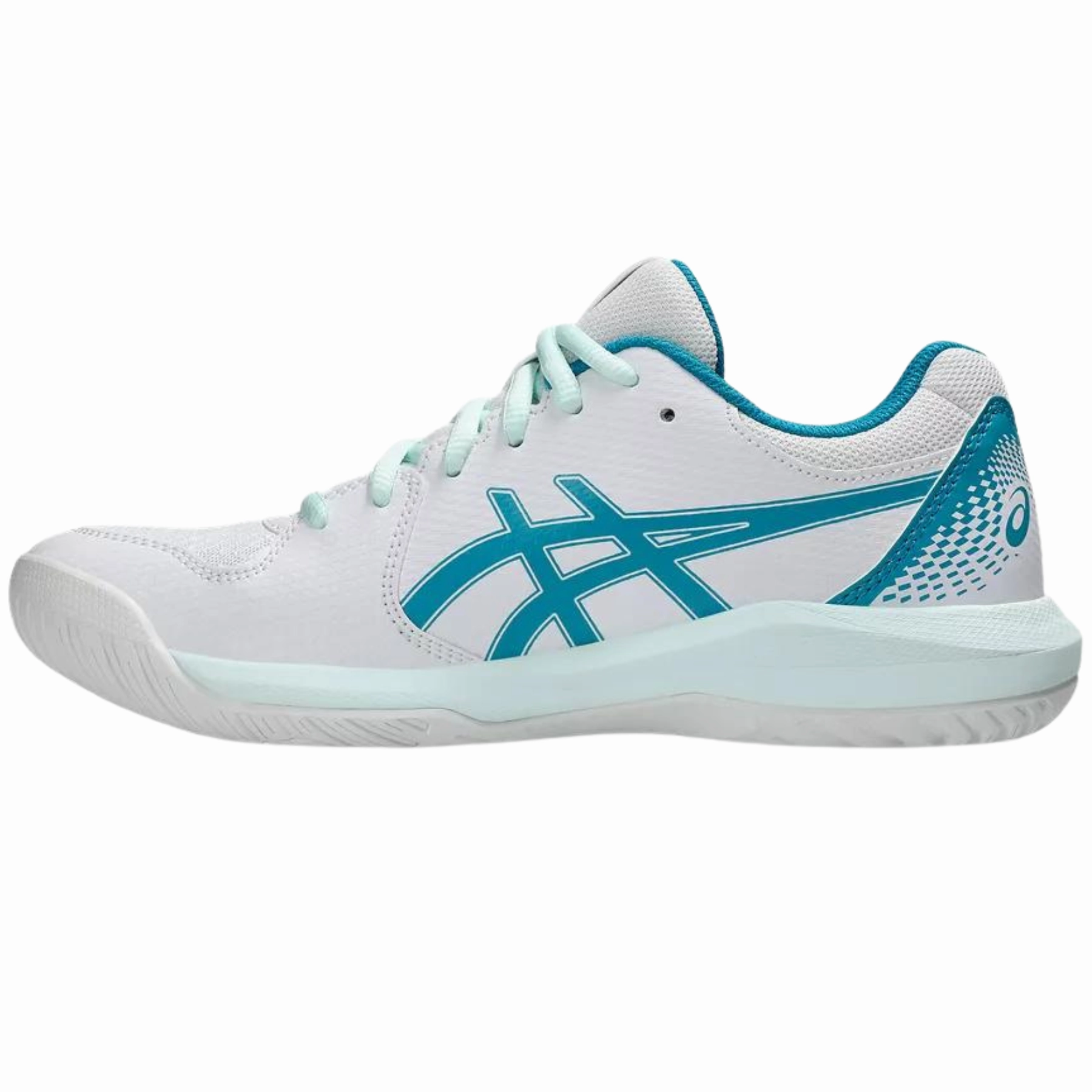 Asics Gel Dedicate 8 Womens Tennis Shoes - White/Teal Blue All-weather chic
