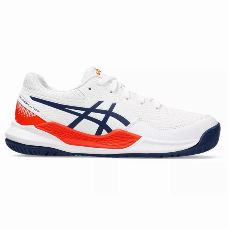 Asics Gel Resolution 9 GS White/Blue Expanse Kids Tennis Shoes - Wide Toe Space