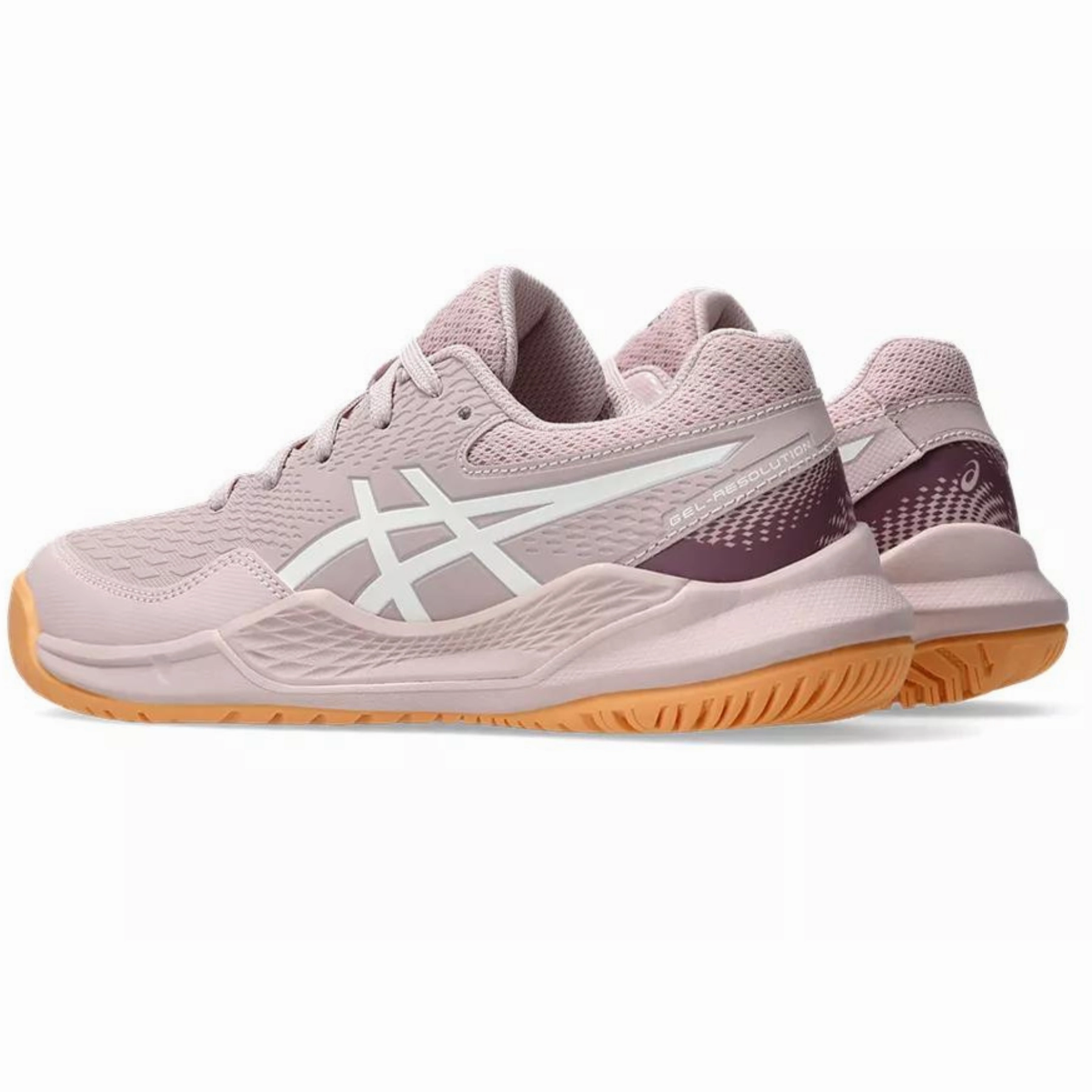 Asics Gel Resolution 9 Watershed Rose/White Clay Youth Tennis Shoes Iconic silhouette