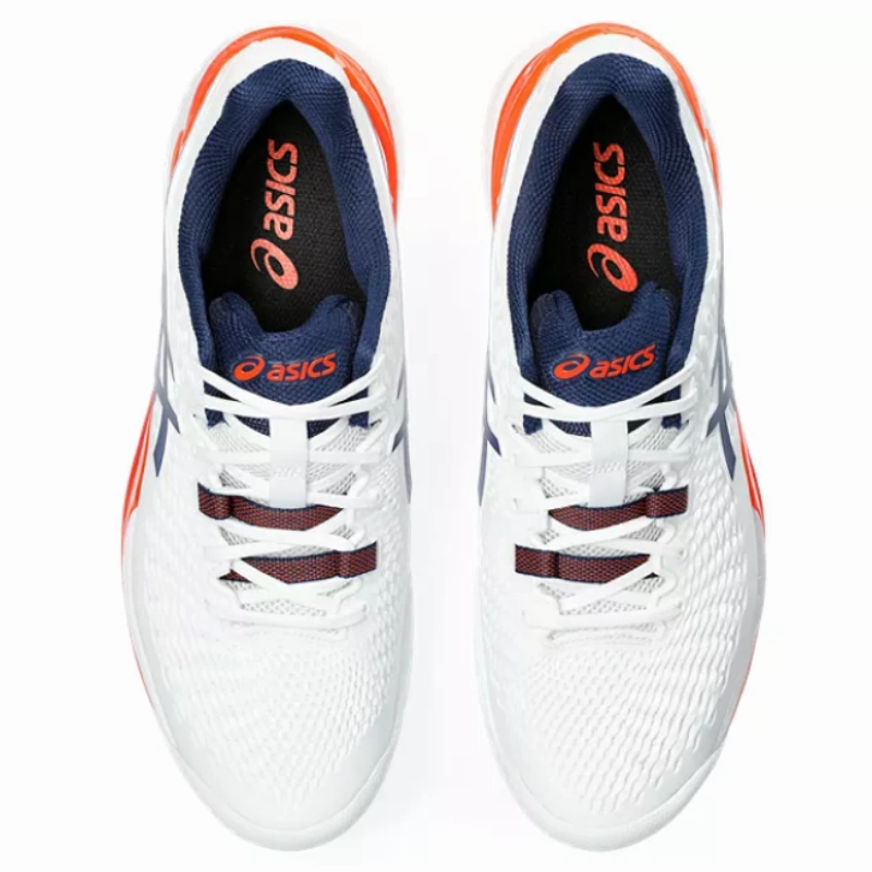 Asics Gel Resolution 9 White Blue Expance Men Tennis Shoes non - marking