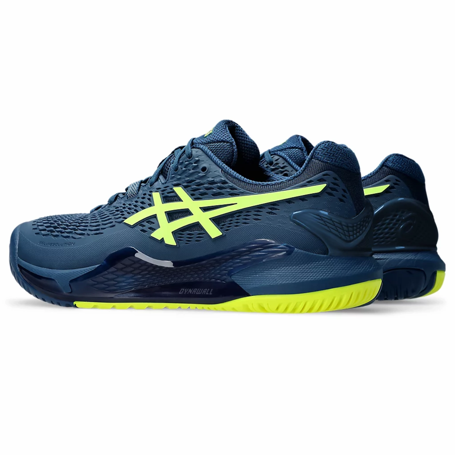 Asics Gel-Resolution 9 Wide Men Tennis Shoes - Mako Blue/Safety Yellow beach running