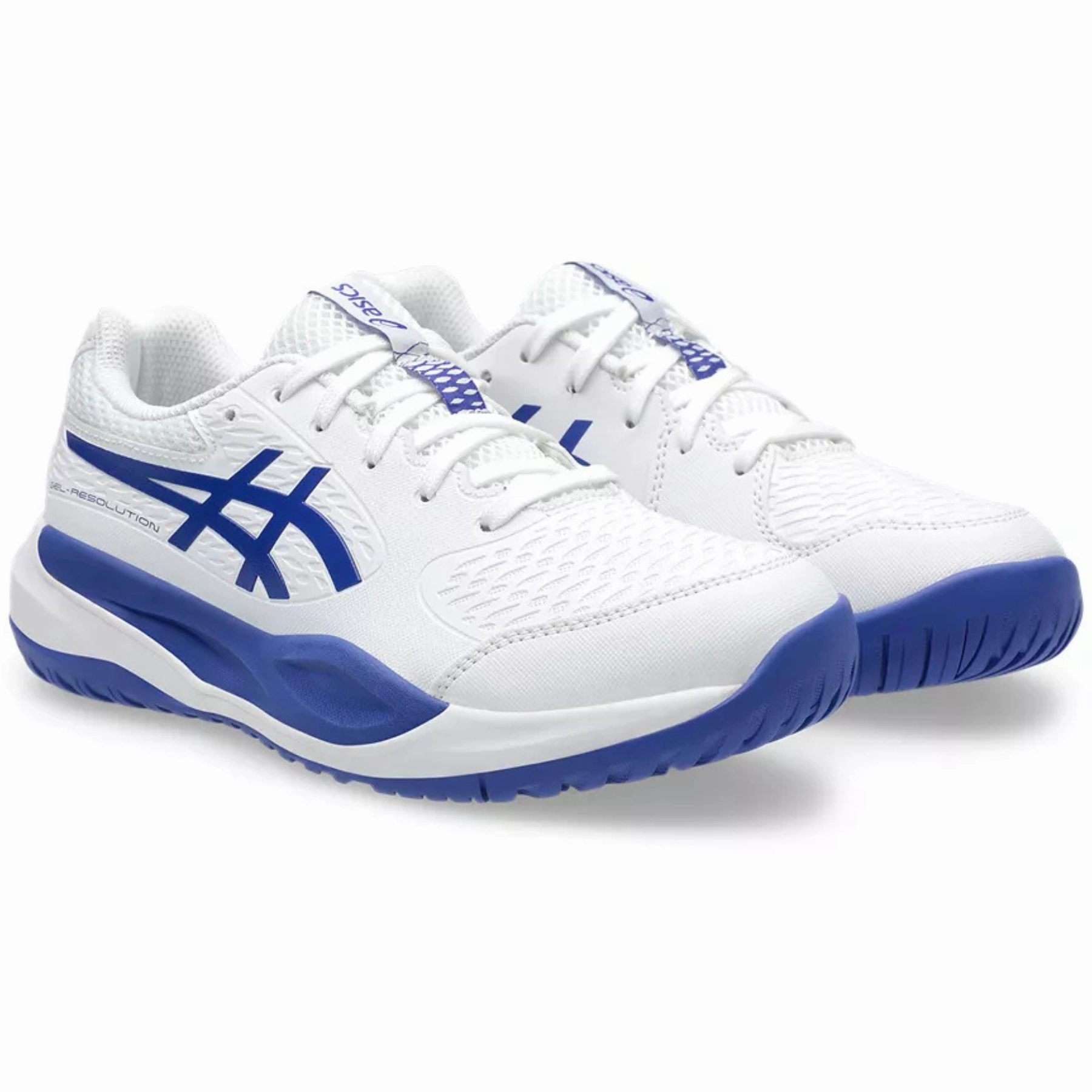 Asics Gel Resolution X Junior Tennis Shoes - White/Dark Cobalt Soft Padding